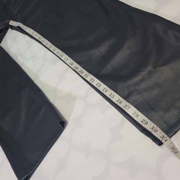 Zara Faux Leather The 90s Full Length Black Straight Leg Pant Women's Size‎ 12 - Picture 5 of 13